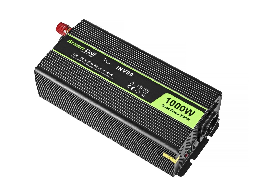 Green Cell INV09 Przetwornica napięcia 12V DC do 230V AC 1000W 2000W