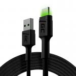 Green Cell KABGC13 Ray USB-A - USB-C zielone podświetlenie LED 200cm Ultra Charge QC3.0 fast charging