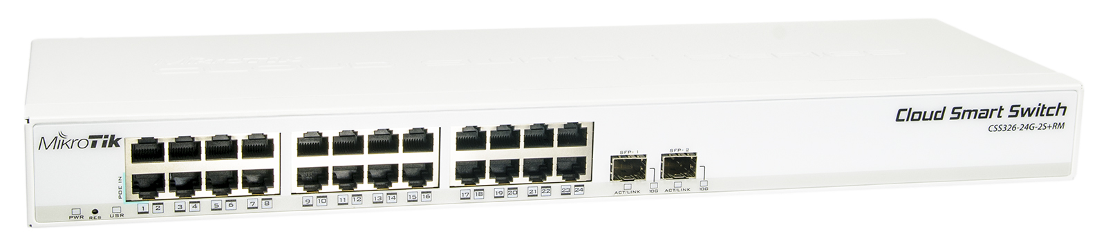 MikroTik Cloud Smart Switch CSS326-24G-2S+RM, zarządzalny przełącznik 24x GE, 2x SFP+