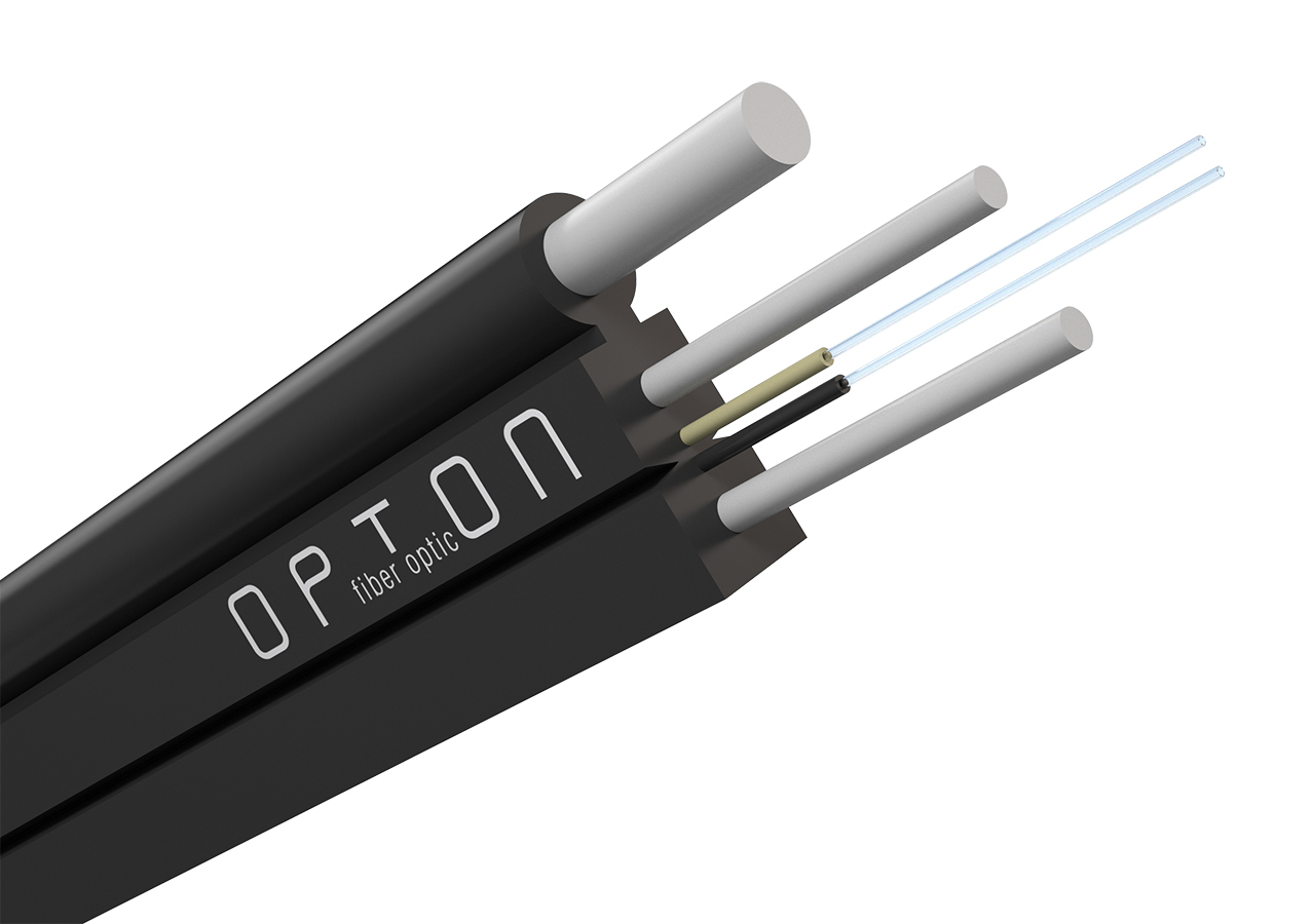 Opton S-NOTKSdp płaski kabel światłowodowy samonośny, dielektryczny, 2x9/125, G.652D LSZH 1km (pigtail)