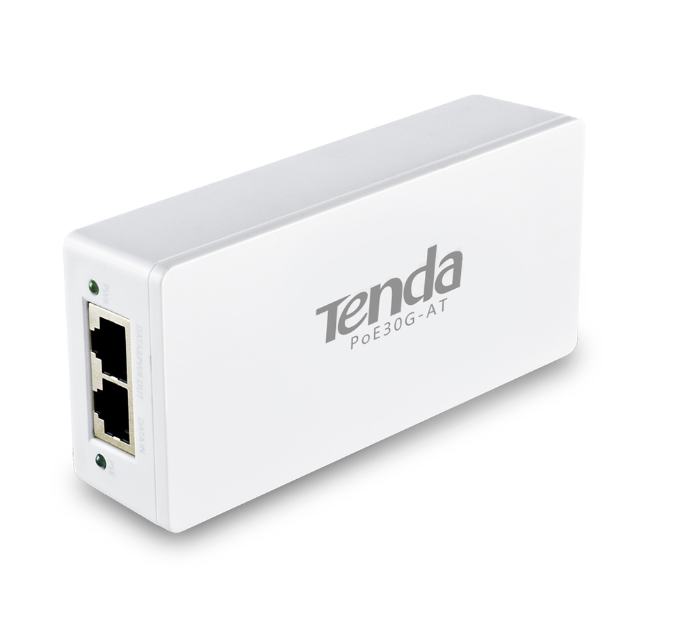 Tenda POE30G-AT zasilacz PoE, port gigabit Ethernet 10/100/1000 Mb/s, standard 802.3af/at, 30 W