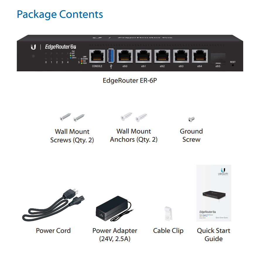 Ubiquiti ER6P EdgeRouter 5x GE, 5x PoE OUT, 1x SFP