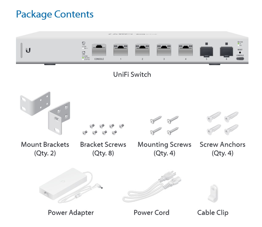 Ubiquiti USXG6POE UniFi zarządzalny switch, 4x 10GE, 2x SFP+, 4x